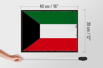 Panneau en bois drapeau du Koweït, 40x30cm, drapeau rétro du Koweït, panneau décoratif 4