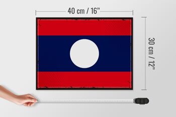 Panneau en bois drapeau Laos 40x30cm Rétro Drapeau du Laos panneau décoratif en bois 4