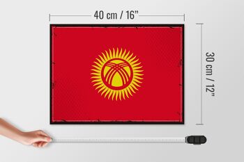 Panneau en bois drapeau du Kirghizistan, 40x30cm, panneau décoratif rétro du Kirghizistan 4