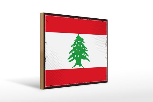 Holzschild Flagge Libanon 40x30cm Retro Flag of Lebanon Deko Schild