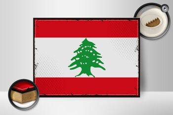 Panneau en bois drapeau du Liban 40x30cm, drapeau rétro du Liban, panneau décoratif 2