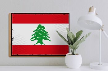 Panneau en bois drapeau du Liban 40x30cm, drapeau rétro du Liban, panneau décoratif 3