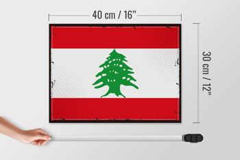 Panneau en bois drapeau du Liban 40x30cm, drapeau rétro du Liban, panneau décoratif 4