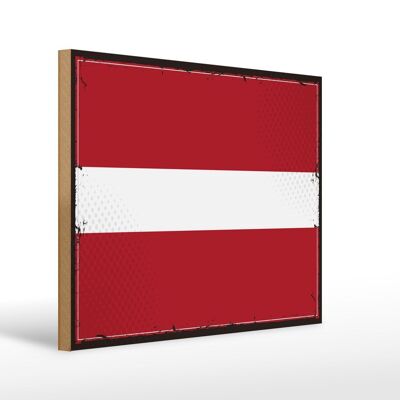 Cartello in legno Bandiera della Lettonia 40x30 cm Cartello con bandiera retrò della Lettonia