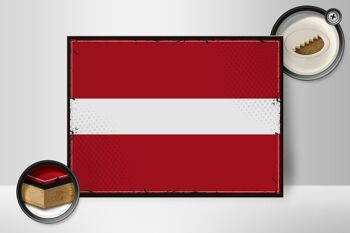 Panneau en bois drapeau de la Lettonie 40x30cm, drapeau rétro de la Lettonie 2