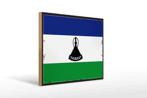 Holzschild Flagge Lesothos 40x30cm Retro Flag of Lesotho Schild