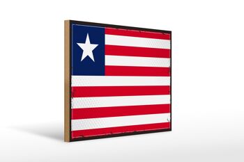 Panneau en bois drapeau du Libéria 40x30cm, drapeau rétro du Libéria 1