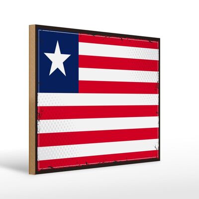 Holzschild Flagge Liberias 40x30cm Retro Flag of Liberia Schild