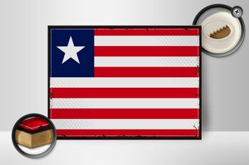 Panneau en bois drapeau du Libéria 40x30cm, drapeau rétro du Libéria 2