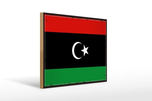 Holzschild Flagge Libyens 40x30cm Retro Flag of Libya Deko Schild