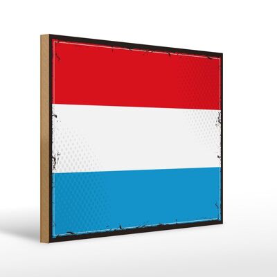 Letrero de madera bandera de Luxemburgo 40x30cm bandera retro Letrero de Luxemburgo
