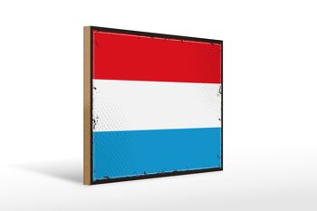 Panneau en bois drapeau du Luxembourg 40x30cm drapeau rétro signe Luxembourg 1