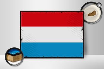 Panneau en bois drapeau du Luxembourg 40x30cm drapeau rétro signe Luxembourg 2
