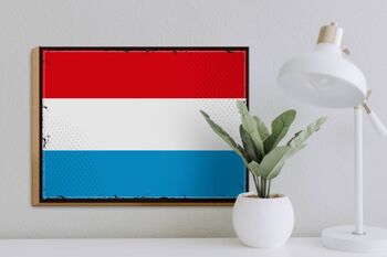 Panneau en bois drapeau du Luxembourg 40x30cm drapeau rétro signe Luxembourg 3