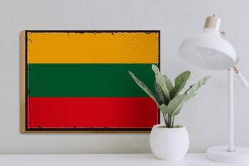 Panneau en bois drapeau de la Lituanie 40x30cm, drapeau rétro de la Lituanie 3