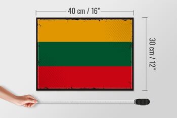 Panneau en bois drapeau de la Lituanie 40x30cm, drapeau rétro de la Lituanie 4