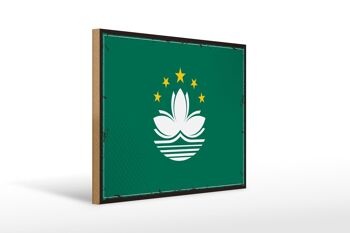 Panneau en bois drapeau de Macao 40x30cm, drapeau rétro de Macao, panneau décoratif 1