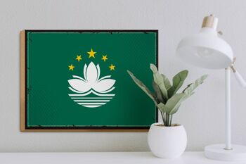 Panneau en bois drapeau de Macao 40x30cm, drapeau rétro de Macao, panneau décoratif 3