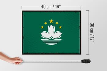Panneau en bois drapeau de Macao 40x30cm, drapeau rétro de Macao, panneau décoratif 4