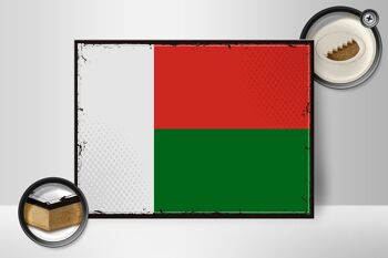 Panneau en bois drapeau de Madagascar 40x30cm, panneau décoratif rétro de Madagascar 2