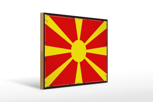 Holzschild Flagge Mazedoniens 40x30cm Retro Flag Macedonia Schild