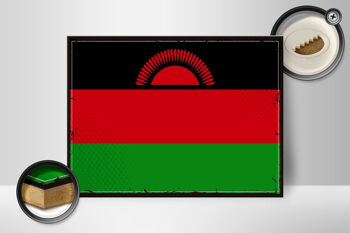 Panneau en bois drapeau du Malawi 40x30cm, drapeau rétro du Malawi, panneau décoratif 2