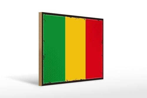 Holzschild Flagge Malis 40x30cm Retro Flag of Mali Holz Deko Schild