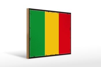 Panneau en bois drapeau du Mali 40x30cm, drapeau rétro du Mali, panneau décoratif en bois 1