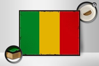 Panneau en bois drapeau du Mali 40x30cm, drapeau rétro du Mali, panneau décoratif en bois 2
