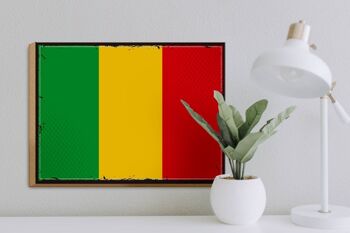 Panneau en bois drapeau du Mali 40x30cm, drapeau rétro du Mali, panneau décoratif en bois 3