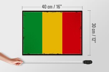 Panneau en bois drapeau du Mali 40x30cm, drapeau rétro du Mali, panneau décoratif en bois 4