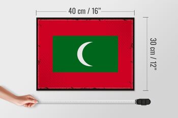 Panneau en bois drapeau des Maldives 40x30cm, drapeau rétro des Maldives, panneau décoratif 4