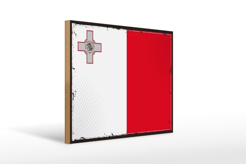 Holzschild Flagge Maltas 40x30cm Retro Flag of Malta Deko Schild