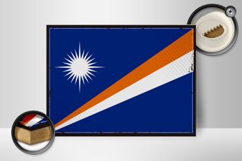 Panneau en bois drapeau des îles Marshall 40x30cm, drapeau rétro, panneau décoratif 2
