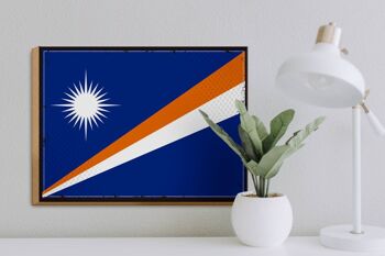 Panneau en bois drapeau des îles Marshall 40x30cm, drapeau rétro, panneau décoratif 3