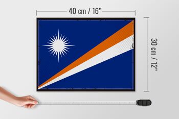 Panneau en bois drapeau des îles Marshall 40x30cm, drapeau rétro, panneau décoratif 4