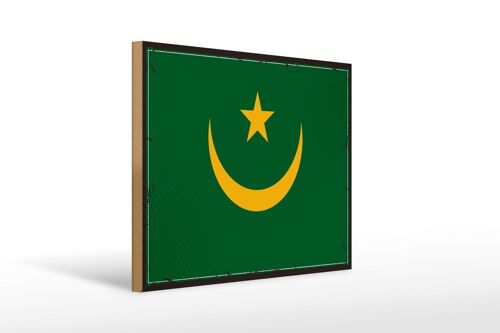 Holzschild Flagge Mauretaniens 40x30cm Retro Flag Holz Deko Schild