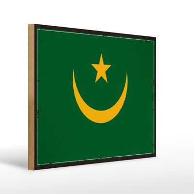 Holzschild Flagge Mauretaniens 40x30cm Retro Flag Holz Deko Schild