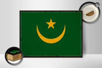 Panneau en bois drapeau de la Mauritanie 40x30cm, drapeau rétro, panneau décoratif en bois 2