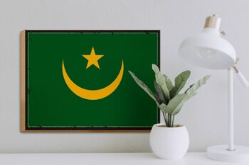 Panneau en bois drapeau de la Mauritanie 40x30cm, drapeau rétro, panneau décoratif en bois 3