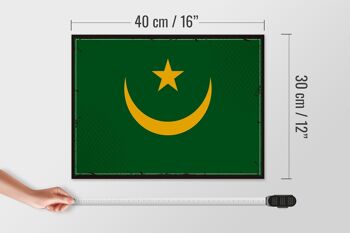Panneau en bois drapeau de la Mauritanie 40x30cm, drapeau rétro, panneau décoratif en bois 4
