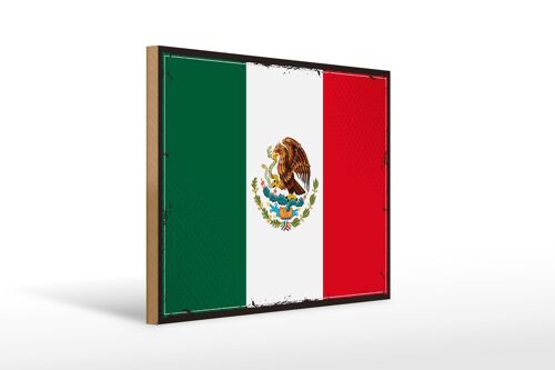 Holzschild Flagge Mexikos 40x30cm Retro Flag of Mexico Deko Schild