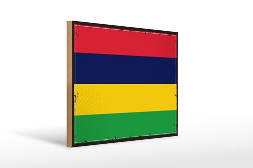 Holzschild Flagge Mauritius 40x30cm Retro Flag Mauritius Schild