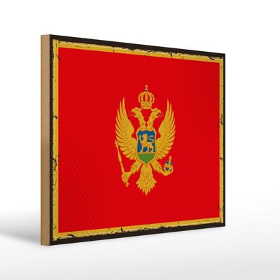 Holzschild Flagge Montenegro 40x30cm Retro Flag Montenegro Schild