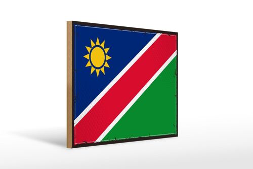 Holzschild Flagge Namibias 40x30cm Retro Flag of Namibia Schild