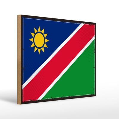 Cartello in legno bandiera della Namibia 40x30 cm Cartello con bandiera retrò della Namibia