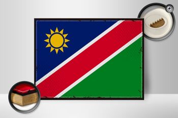 Panneau en bois drapeau de la Namibie 40x30cm, drapeau rétro de la Namibie 2