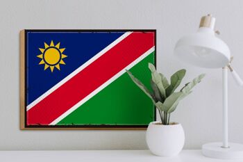 Panneau en bois drapeau de la Namibie 40x30cm, drapeau rétro de la Namibie 3
