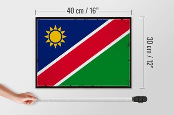 Panneau en bois drapeau de la Namibie 40x30cm, drapeau rétro de la Namibie 4