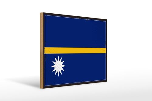 Holzschild Flagge Naurus 40x30cm Retro Flag of Nauru Deko Schild
